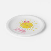 Unser kleines Sonnenscheinmädchen Pink Bow Sun Sum Pappteller (Schrägansicht)