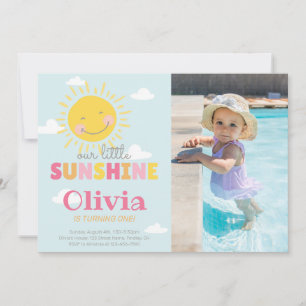 Unser kleines sonniges Foto pink zum Geburtstag je Einladung