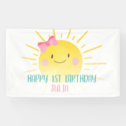 Unser kleines sonniges Pink-Mädchen zum Geburtstag Banner (Horizontal)