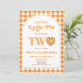 Unser kleines Süsse Pie Retro 2. Geburtstag Party Einladung (Stehend Vorderseite)