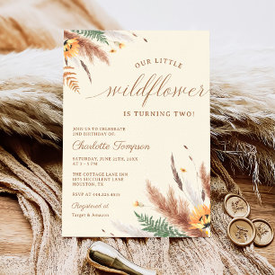 Unser kleines Wildblume 2. Geburtstag Party Einladung