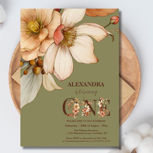 Unser kleines Wildblume Baby 1. Geburtstag Einladung