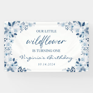 Unser kleines Wildblume Baby Girl 1. Geburtstag Pa Banner