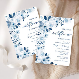 Unser kleines Wildblume Baby Girl 1. Geburtstag Pa Einladung