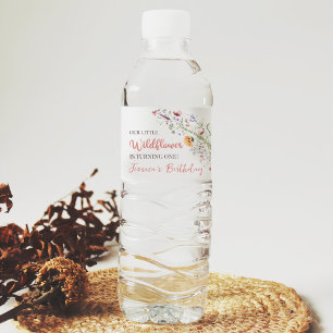 Unser kleines Wildblume Baby Girl 1. Geburtstag Pa Wasserflaschenetikett