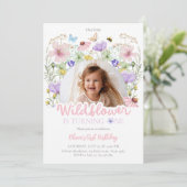 Unser kleines Wildblume Garden Blumenmädchen Gebur Einladung (Stehend Vorderseite)
