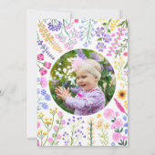 Unser kleines Wildblume Girl 1. Geburtstag Foto Einladung (Rückseite)