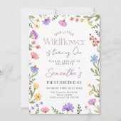 Unser kleines Wildblume Mädchen 1. Geburtstag Einladung (Vorderseite)