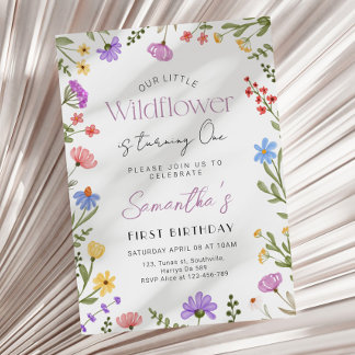 Unser kleines Wildblume Mädchen 1. Geburtstag Einladung