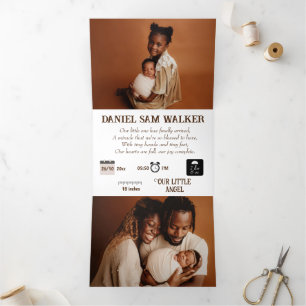 "Unser kleines Wunder" - individuell anpassbare Ge Dreifach Gefaltete Ankündigung