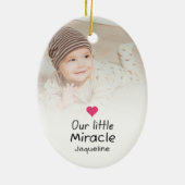 Unser kleines Wunderkind Neugeborenes Foto Keepake Keramik Ornament (Hinten)