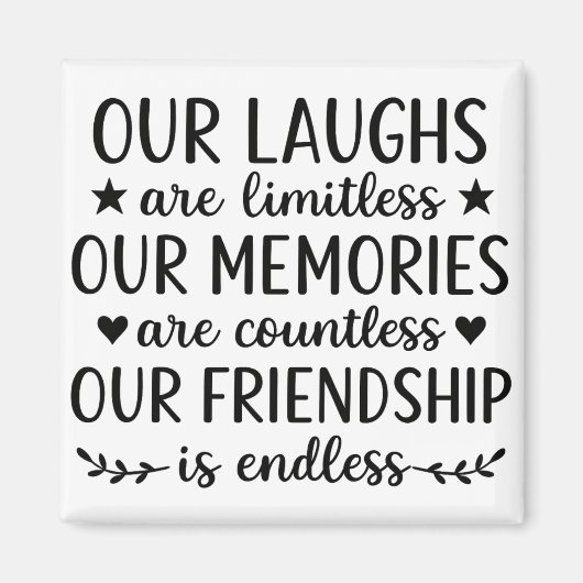 Unser Lachen ist grenzenlos Freundschaft Zitat Magnet (Vorne)