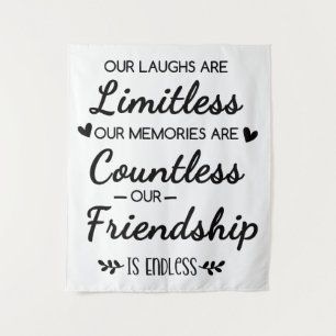 Unser Lachen ist grenzenlos Freundschaftszitat Wandteppich