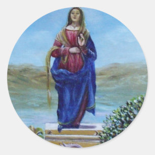 UNSER LADY OF LIGHT Madonna of Immaculate Concepti Runder Aufkleber