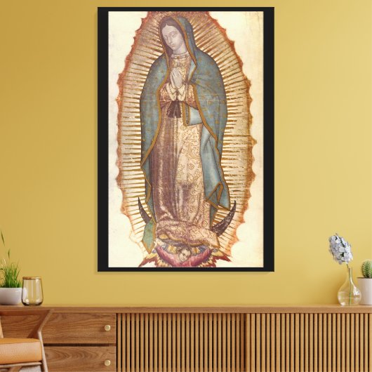 UNSER LADY VON GUADALUPE 30x45 NATURAL AUF SCHWARZ Leinwanddruck (Insitu (Wohnzimmer))