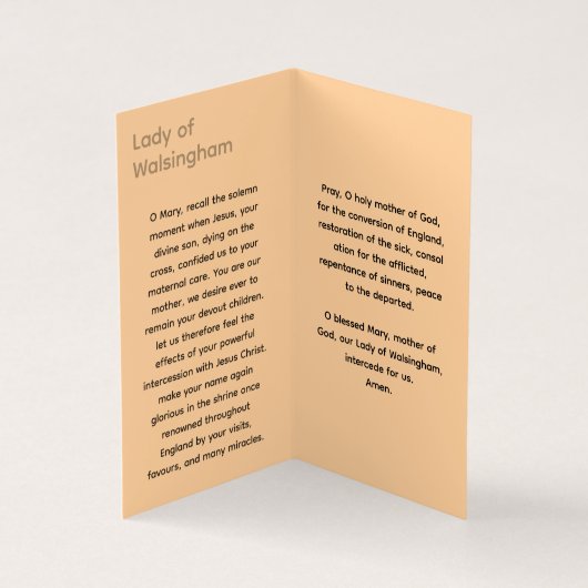 UNSER LADY WALSINGHAM Card (Innenseite)