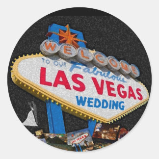 Unser Las Vegas Hochzeitsticker mit Pinselstrich ä Runder Aufkleber