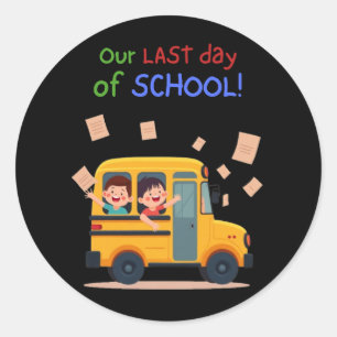 Unser letzter Schultag - Kinderbus Runder Aufkleber