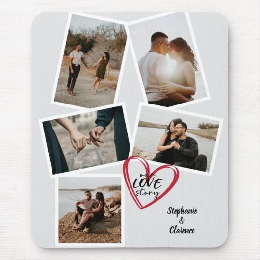 Unser Liebe Story Personalisiert Valentines Foto Mousepad (Vorne)