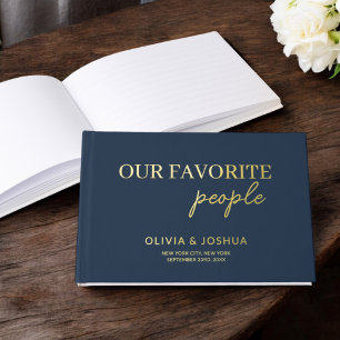 Unser Lieblings-People-Navy-Blue-Gold-Foto Hochzei Gästebuch