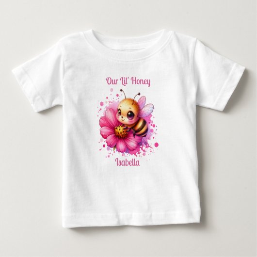 Unser Lil' Honey | Honigbiene Personalisiert Baby T-shirt (Vorderseite)