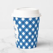 Unser Little Pumpkin Blue kariertes erstes Geburts Pappbecher (Links)