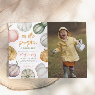 Unser Little Pumpkin Boho Fall Birthday Party Foto Einladung