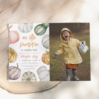 Unser Little Pumpkin Boho Fall Birthday Party Foto Einladung