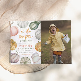 Unser Little Pumpkin Boho Fall Birthday Party Foto Einladung