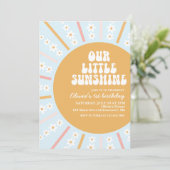 Unser Little Sunshine boho blumengeschmückten erst Einladung (Stehend Vorderseite)