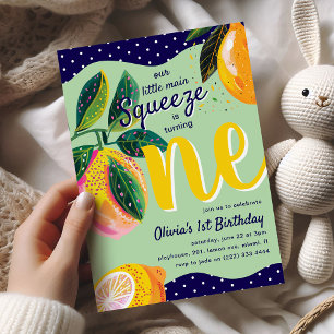 Unser Main Squeeze' Whimsical Lemon 1. Geburtstag Einladung