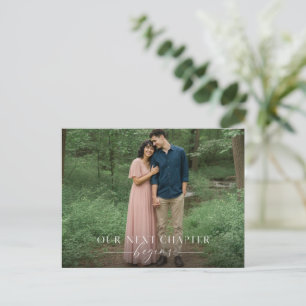 Unser nächstes Kapitel beginnt Foto Save-the-Date Ankündigungspostkarte