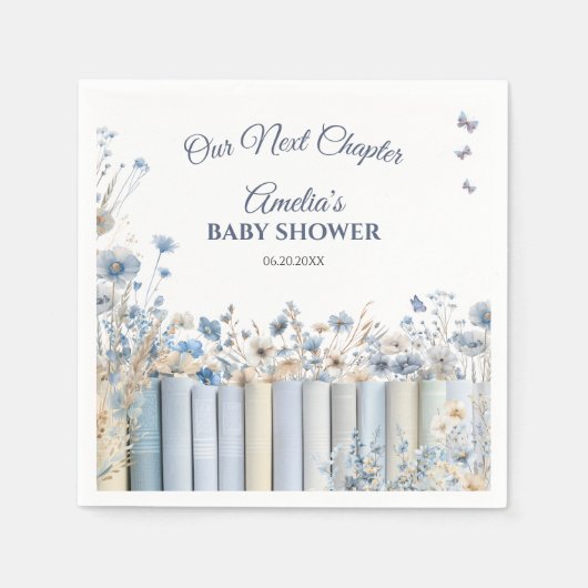 Unser nächstes Kapitel sanfte Azure Literary Bloom Serviette (Vorderseite)