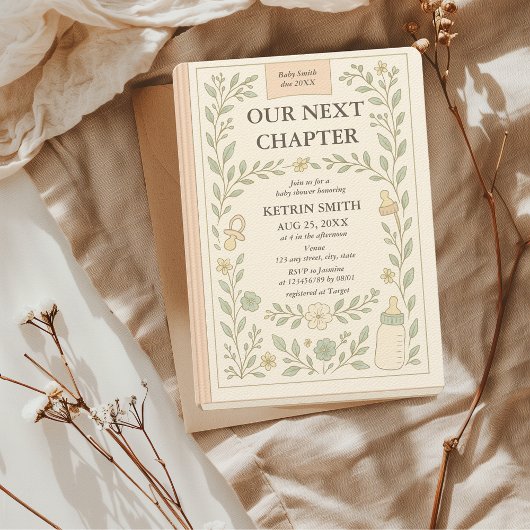 Unser nächstes Kapitel Storybook Fairytale Baby Du Einladung