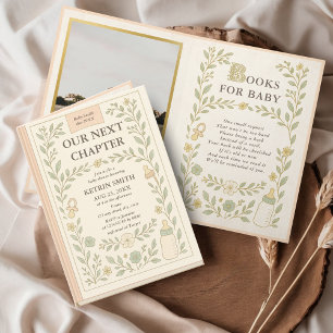 Unser nächstes Kapitel Storybook Foto Babydusche Einladung