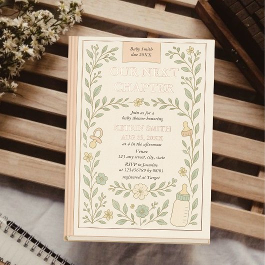 Unser nächstes Kapitel Storybook Novel Baby Dusche Folieneinladung