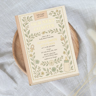 Unser nächstes Kapitel Storybook-Roman Baby Shower Folieneinladung