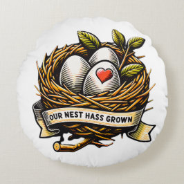 Unser Nest hat die familiäre Liebe wachsen lassen Rundes Kissen