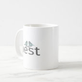 Unser Nest zwei Vögel blau grau Kaffeetasse (Vorderseite Links)