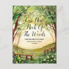 Unser neuer Fleck des Waldes, der sich neue Adress Ankündigungspostkarte