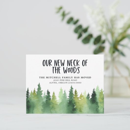 Unser neuer Hahn der Kiefernbäume, die sich bewege Ankündigungspostkarte (Stehend Vorderseite)