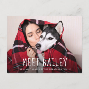 Unser neuer Hund für Haustiere   Einfache Ankündig Einladungspostkarte