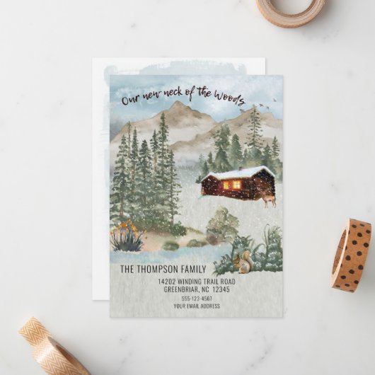 Unser neuer Nacken der Kiefernhaine Mitteilungskarte (Vorderseite/Rückseite Beispiel)