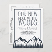 Unser neuer Nacken des Waldes neue Zuhause bewegen Ankündigungspostkarte (Vorne/Hinten)