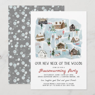 Unser neuer Nacken des Woods Housewarming-Party Einladung