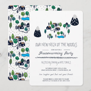 Unser neuer Nacken des Woods Housewarming-Party Einladung