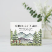 Unser neuer Nacken des Woods Moving Watercolor Ankündigungspostkarte (Stehend Vorderseite)