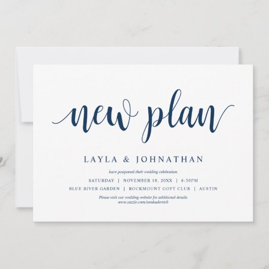 Unser neuer Plan Hochzeit ändern das Datum Einladung (Vorderseite)