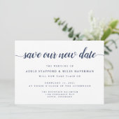 Unser neues Datum retten | Hochzeitsverschiebung Save The Date (Stehend Vorderseite)