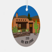 Unser neues Personalisiertes Jahr in Adobe Ornament Aus Metall (Vorderseite Rechts)